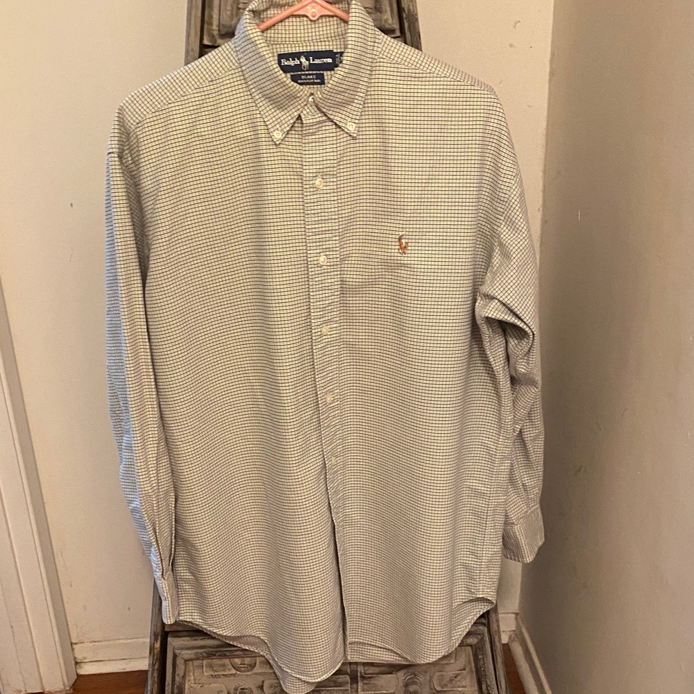 Ralph Lauren Men's Checkered Button-Down Shirt - Cream and White